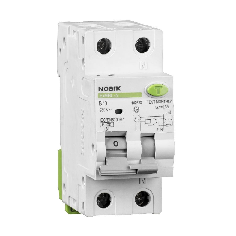 Interruttore combinato 2P C 20 A 30 mA tipo AC 6 kA Noark