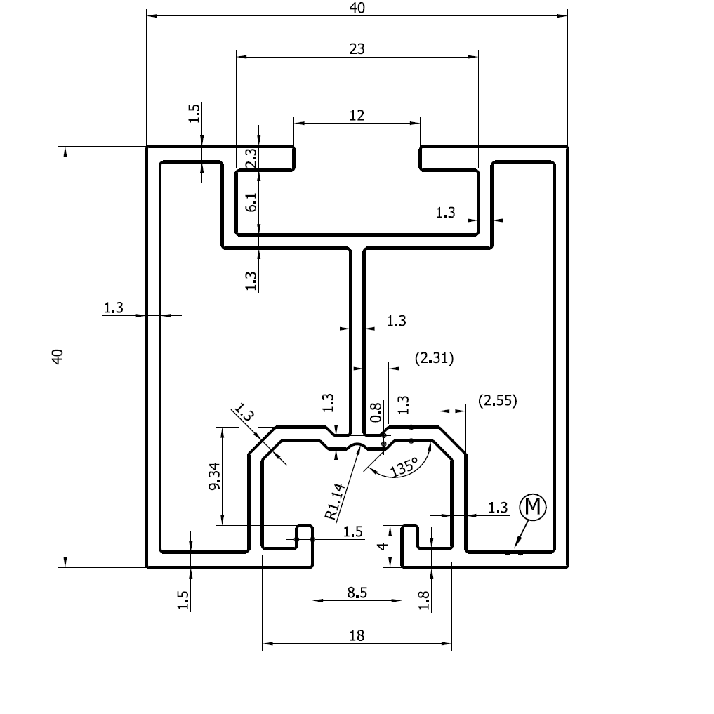 Montageprofil 40x40x4400 mm T