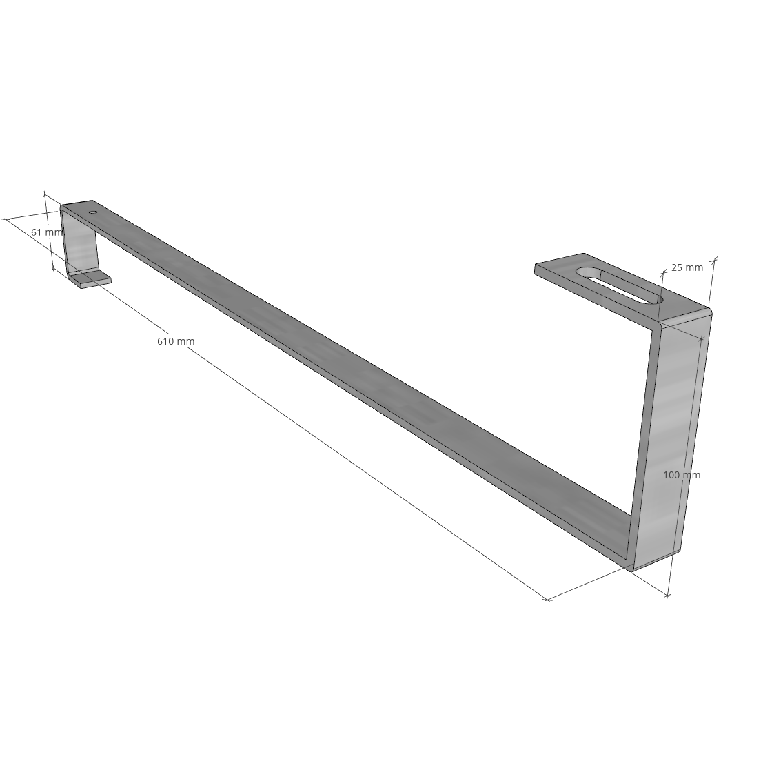 S-Haken Edelstahl - verlängert 610 mm Stärke 5 mm