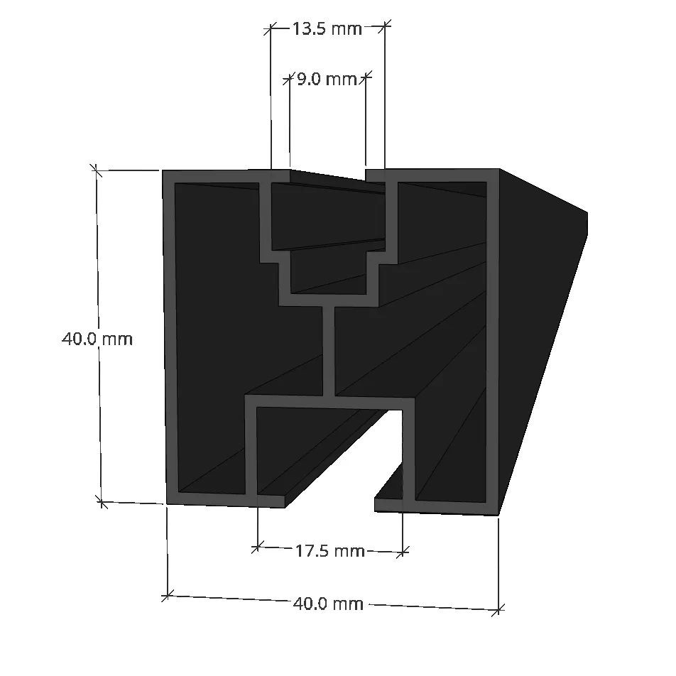 Montageprofil 40x40x2300 mm schwarz